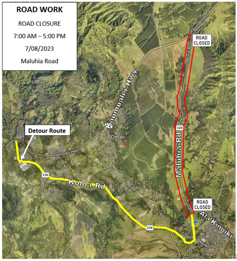 Maluhia closure July 8, 2023