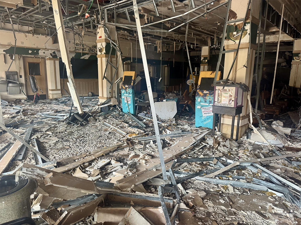 Fire damage in the Kapule Building.