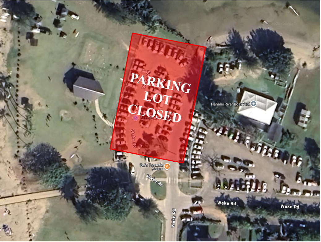 Closure map of portion of Black Pot Beach Park parking lot