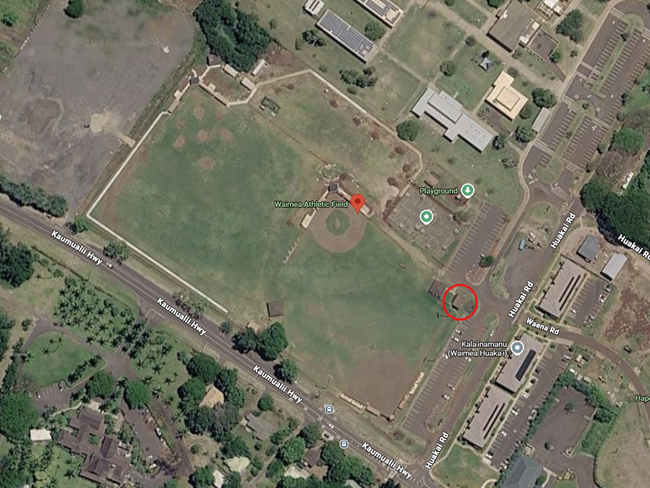 Map of restroom under renovations at Waimea Athletic Field.