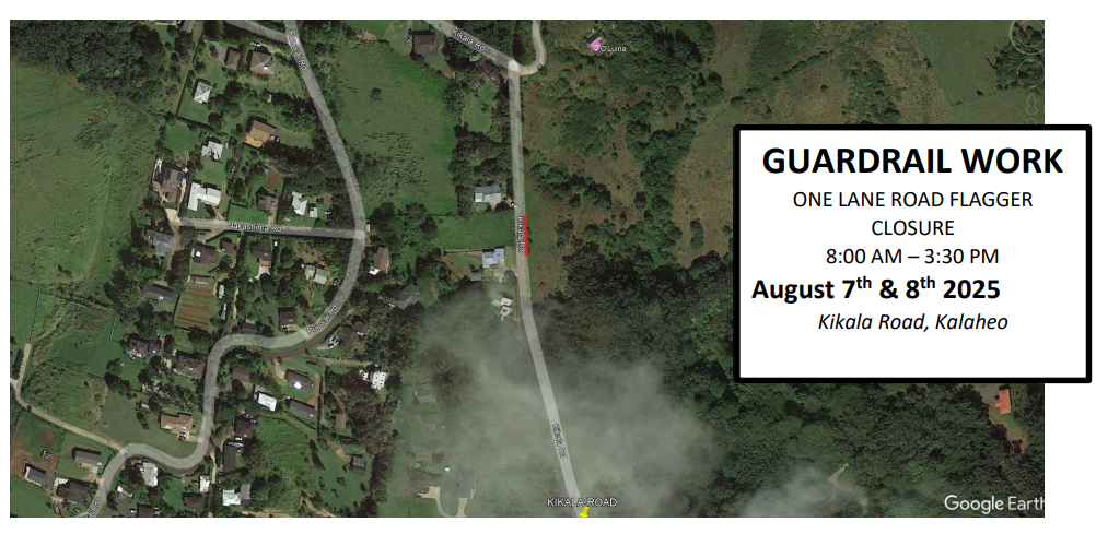 Map of road closures on Kikala Road. 