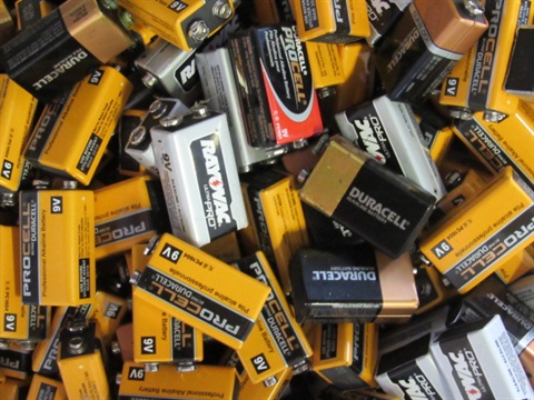 Pile of 9 volt batteries