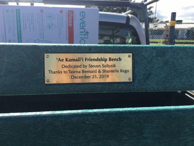 Friendship bench plaque