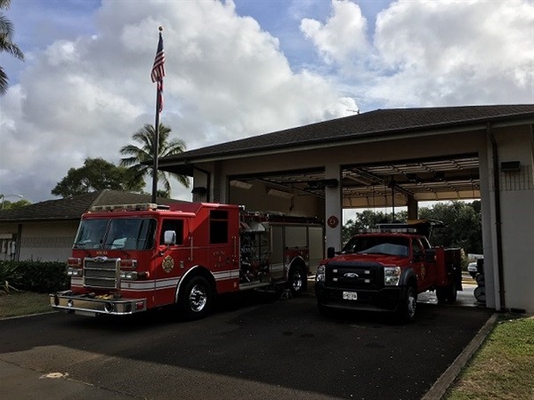 Picture of Koloa Fire Station (Station 4) and apparatuses