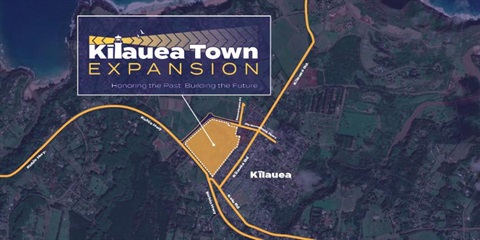 Kilauea Town Expansion. Honoring the Past, Building the Future. Map showing Kilauea town.