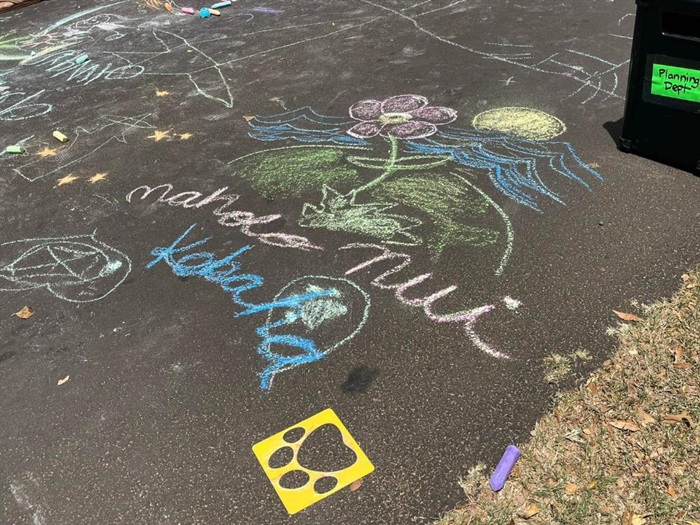 chalk drawings on pavement at Play Streets 2022