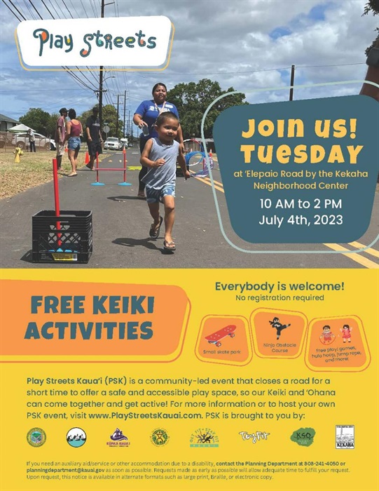 Play Streets Join us Tuesday 10 AM to 2 PM July 4, 2023