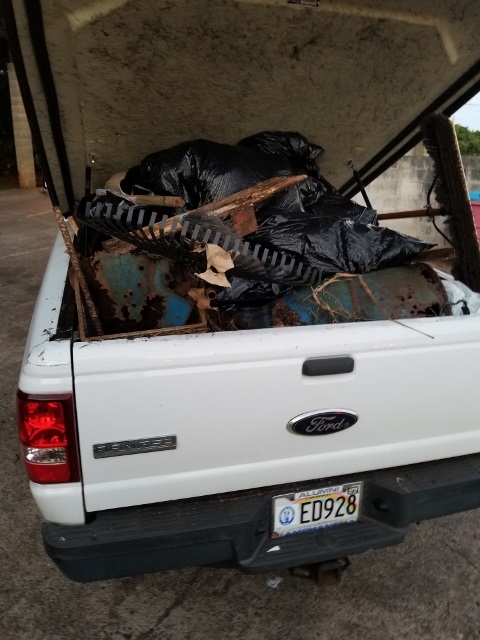 Debris picked up by Boy Scouts at recycle site.
