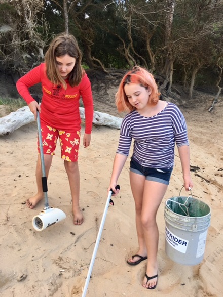 Beach clean up by Girl Scout Troop 775