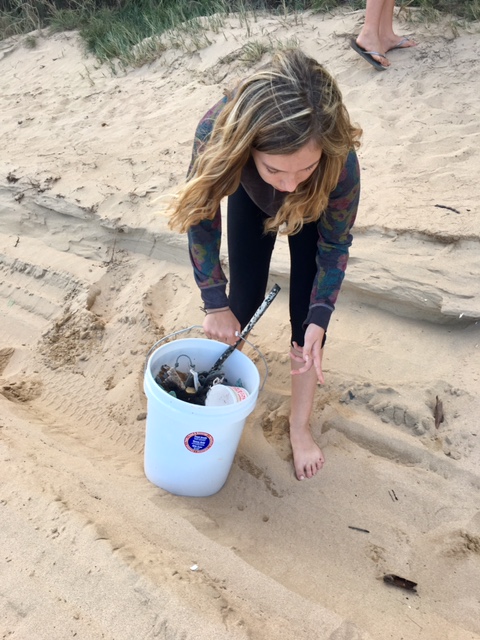 Beach clean up by Girl Scout Troop 775 