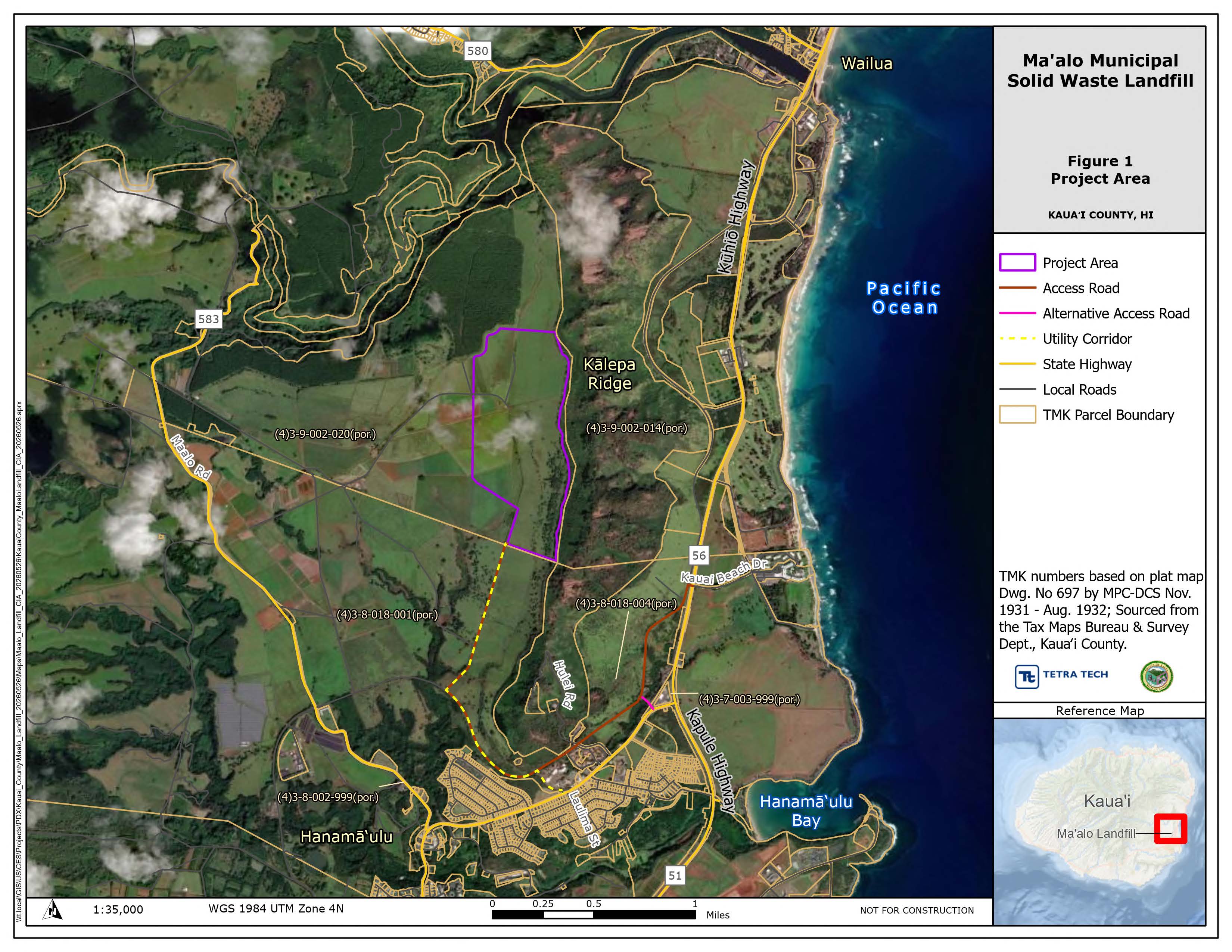 Aerial map of proposed Maalo Landfill area