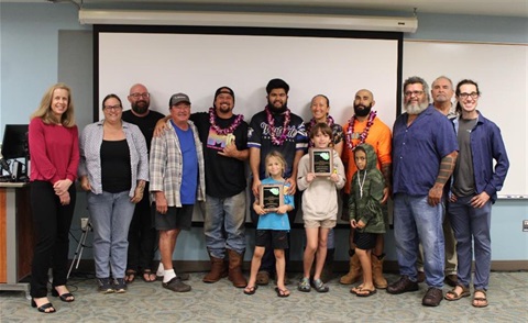 GoFarm Hawaiʻi and Iwikua accept awards for 2025 Water Conservationist the Year from DOW and Kauaʻi SWCD on Thursday, Dec. 18, 2025
