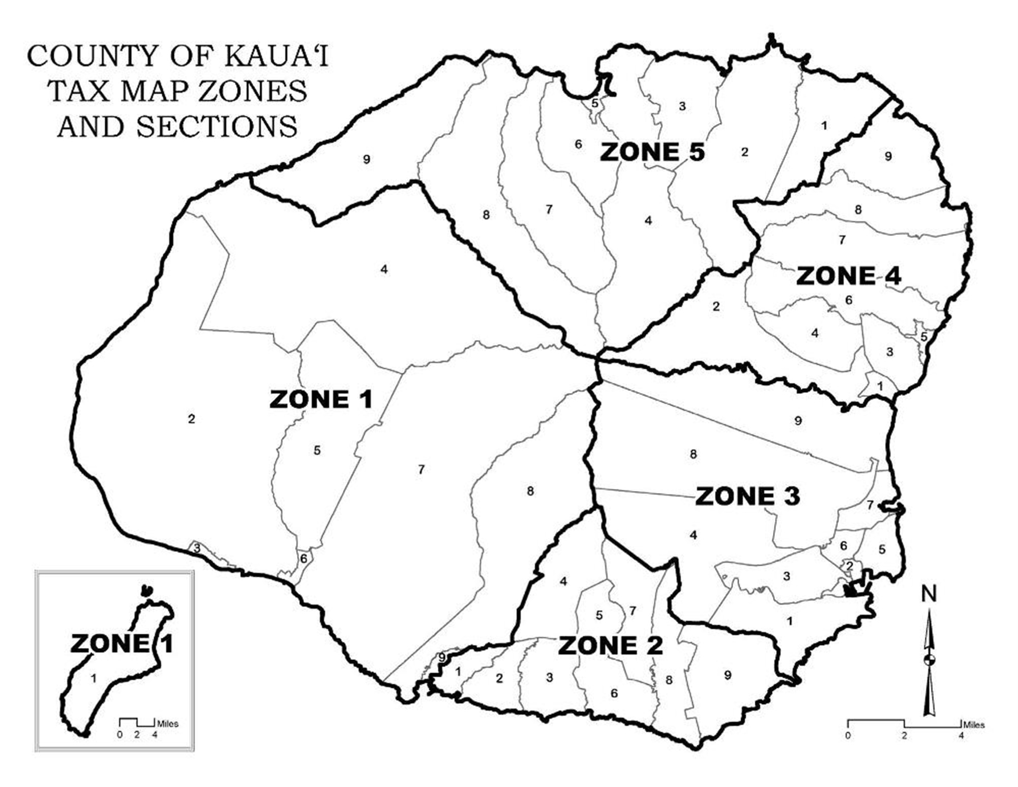 5-Zone Map of Kauai