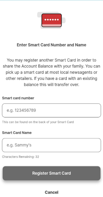 Enter the Smart card number